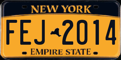 NY license plate FEJ2014