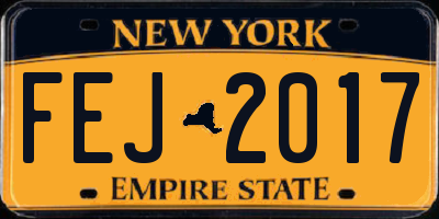 NY license plate FEJ2017