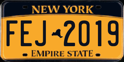 NY license plate FEJ2019