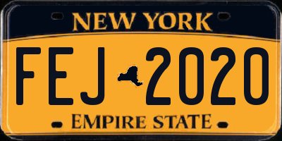 NY license plate FEJ2020