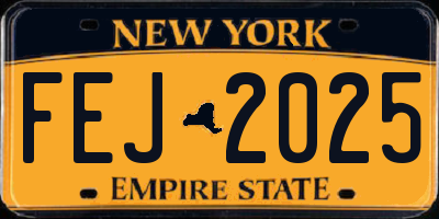 NY license plate FEJ2025