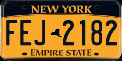 NY license plate FEJ2182