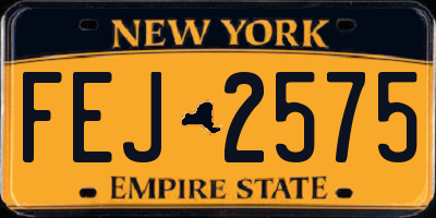 NY license plate FEJ2575