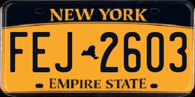 NY license plate FEJ2603