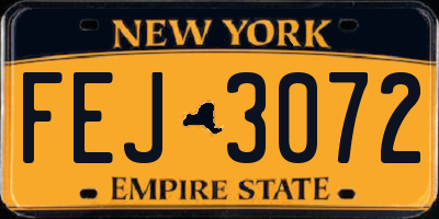NY license plate FEJ3072