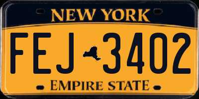 NY license plate FEJ3402