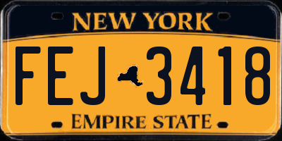 NY license plate FEJ3418