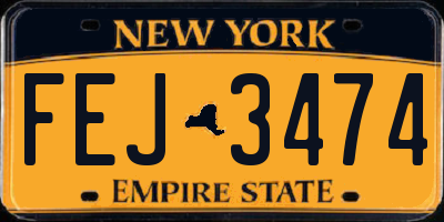 NY license plate FEJ3474