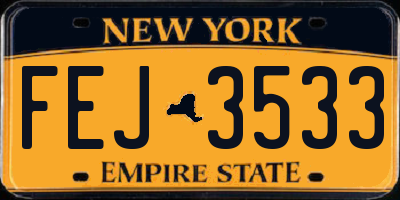 NY license plate FEJ3533