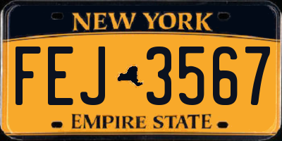 NY license plate FEJ3567