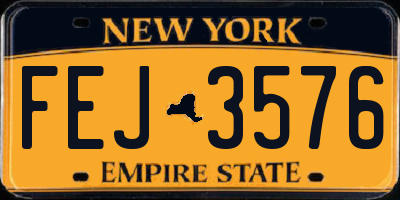 NY license plate FEJ3576