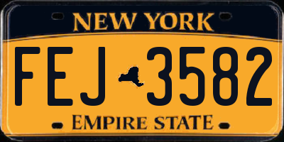 NY license plate FEJ3582