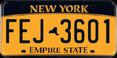 NY license plate FEJ3601