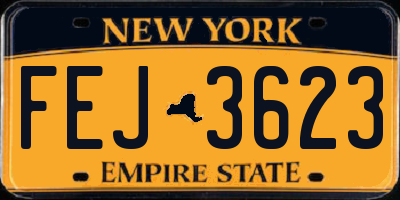 NY license plate FEJ3623