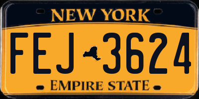 NY license plate FEJ3624