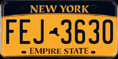 NY license plate FEJ3630