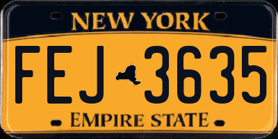 NY license plate FEJ3635