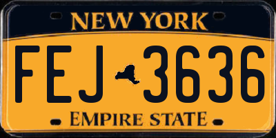 NY license plate FEJ3636