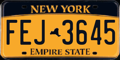 NY license plate FEJ3645