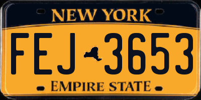 NY license plate FEJ3653