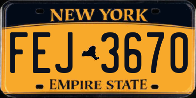 NY license plate FEJ3670