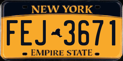 NY license plate FEJ3671