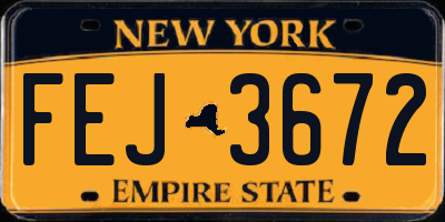 NY license plate FEJ3672
