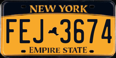 NY license plate FEJ3674