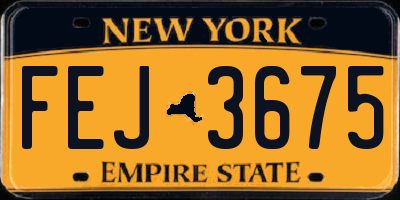 NY license plate FEJ3675