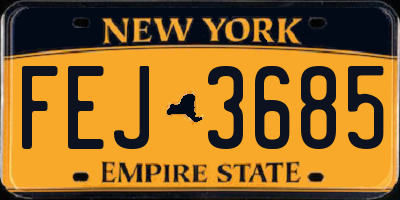NY license plate FEJ3685