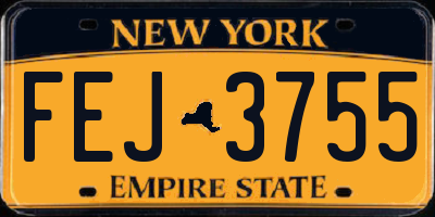 NY license plate FEJ3755