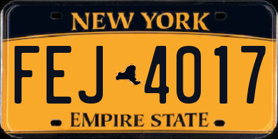 NY license plate FEJ4017