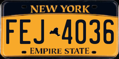 NY license plate FEJ4036