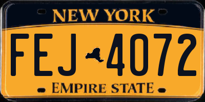 NY license plate FEJ4072