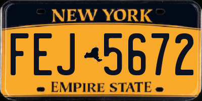 NY license plate FEJ5672