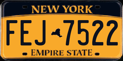 NY license plate FEJ7522
