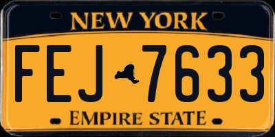 NY license plate FEJ7633