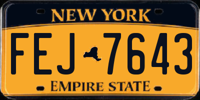 NY license plate FEJ7643