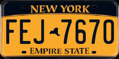 NY license plate FEJ7670