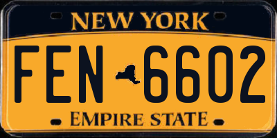 NY license plate FEN6602