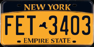 NY license plate FET3403