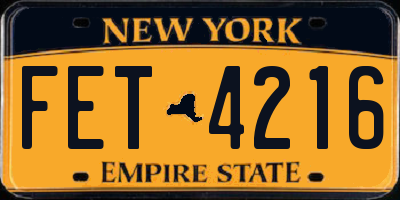 NY license plate FET4216