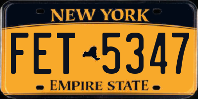 NY license plate FET5347