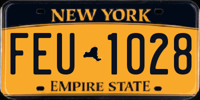 NY license plate FEU1028