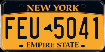 NY license plate FEU5041