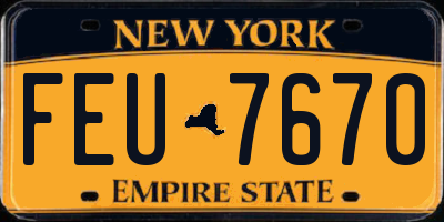 NY license plate FEU7670