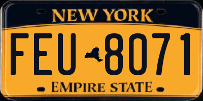 NY license plate FEU8071