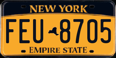 NY license plate FEU8705