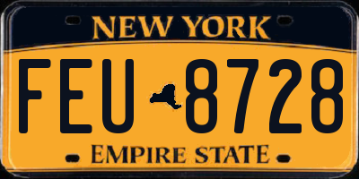 NY license plate FEU8728