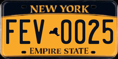NY license plate FEV0025
